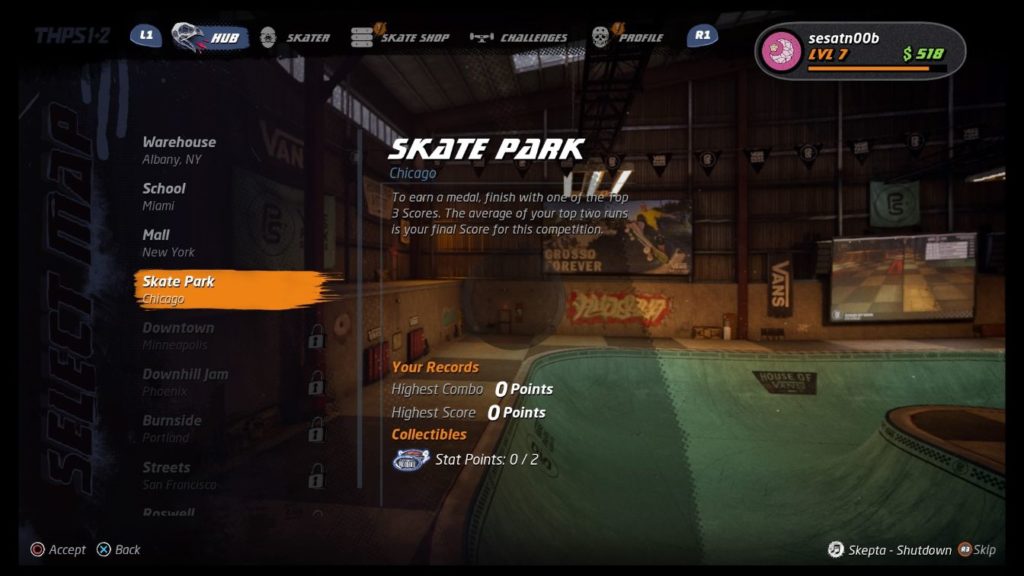 thps 1 + 2 - skate park how to get the V symbol