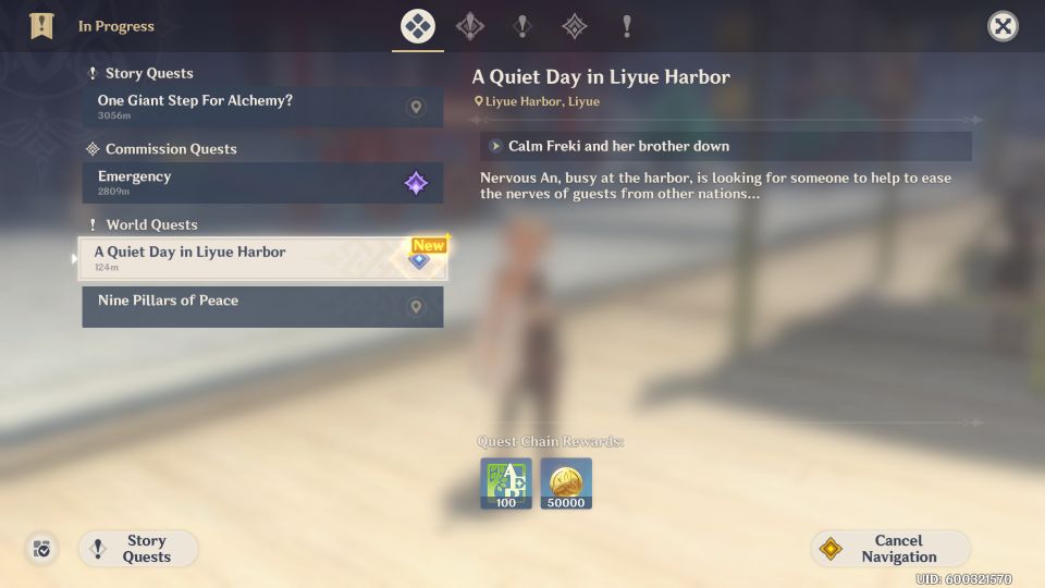 genshin impact - a quiet day in liyue harbor quest