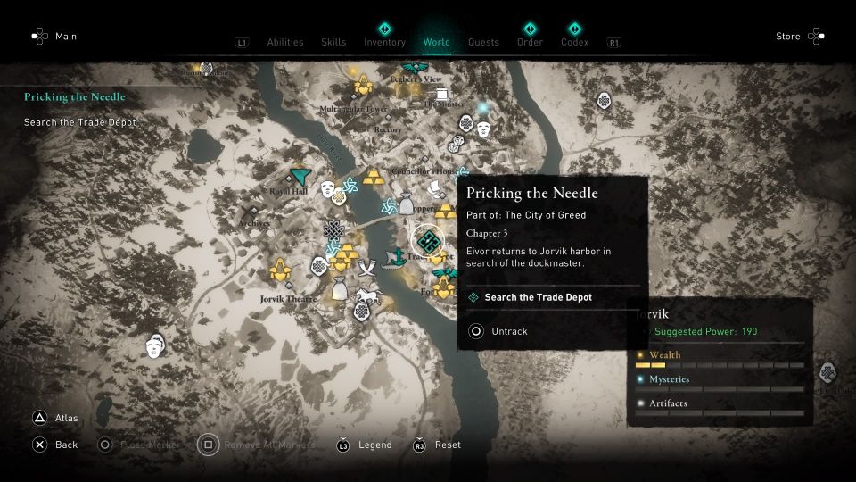 ac valhalla - pricking the needle guide