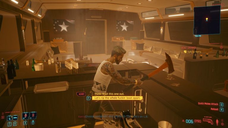 cyberpunk 2077 - boat drinks choices