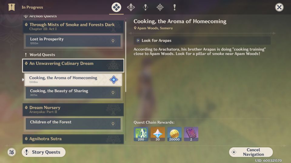 Genshin Impact: Cooking, The Aroma Of Homecoming Walkthrough