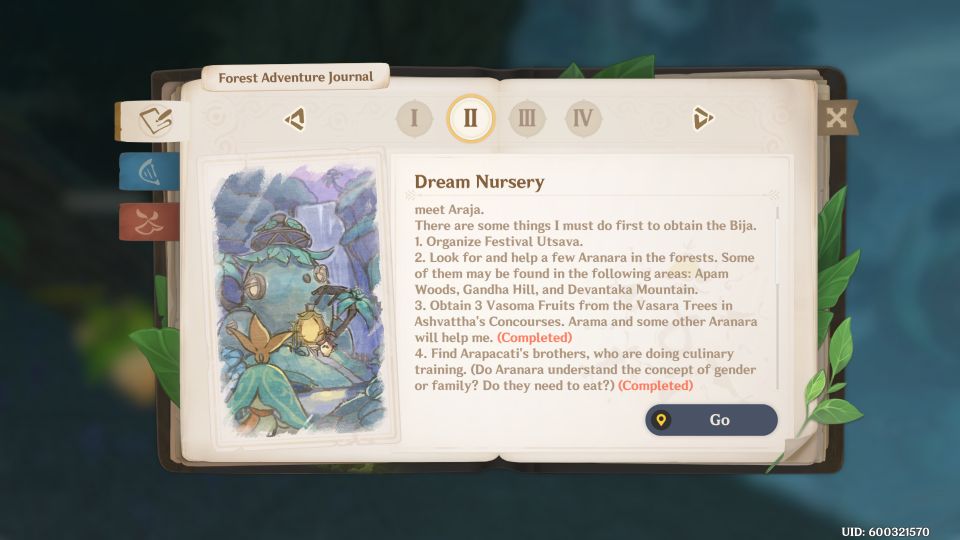 genshin impact dream nursery checklist