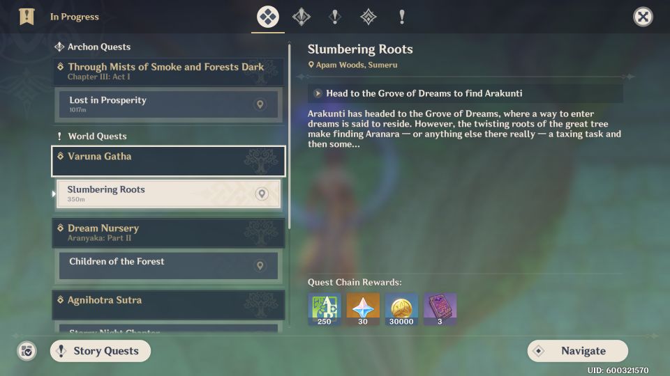 Genshin Impact: Slumbering Roots Quest Walkthrough