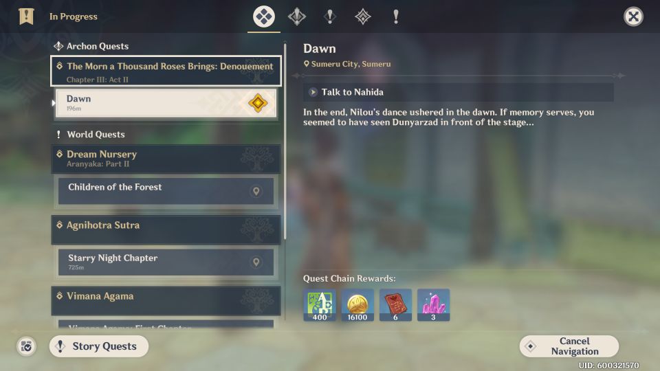 Genshin Impact: Dawn Quest Walkthrough
