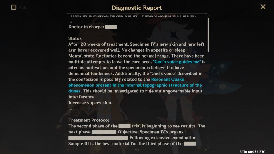 Genshin Impact: Cry From The Eleazar Hospital lock