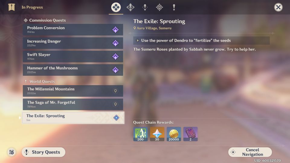 Genshin Impact: The Exile Sprouting Quest guide
