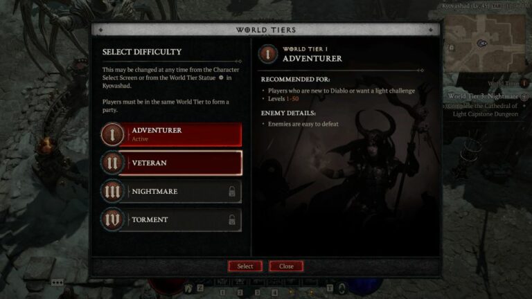 Diablo 4: How To Change world tier 3
