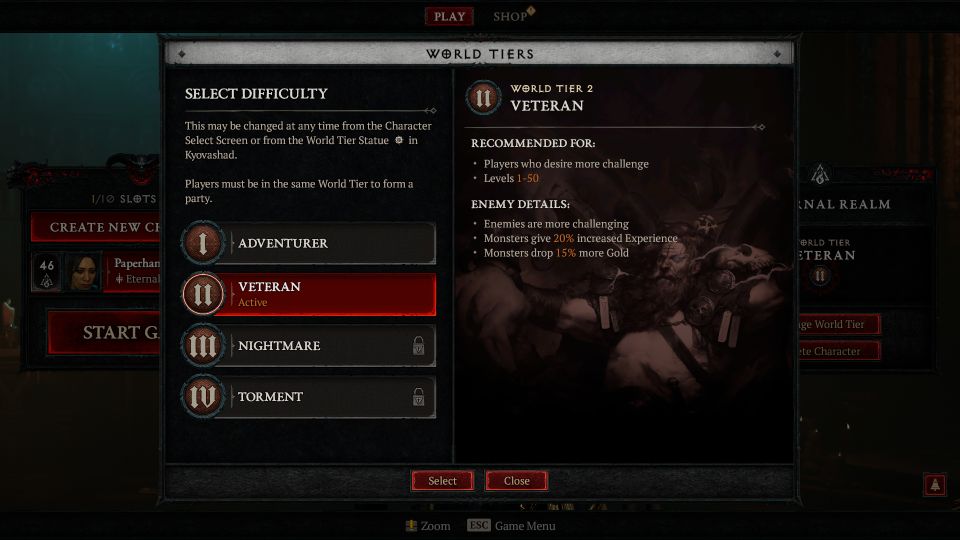 Diablo 4: How To Change World Tier Inside the Game