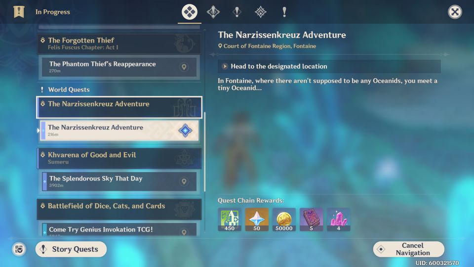 Genshin Impact: The Narzissenkreuz Adventure guide