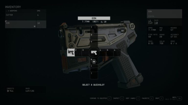Starfield: How To Put weapon in quickslot