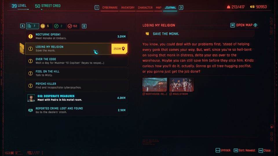 Cyberpunk 2077: Losing My Religion guide