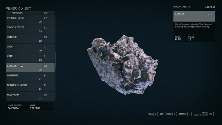 Starfield: Where To Find Lithium (Location)