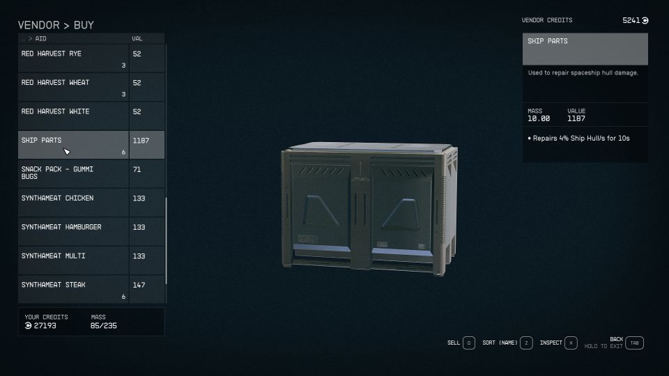 Starfield: How To Use Ship Parts To Repair Ship