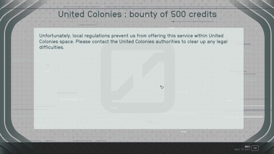 Starfield: how to clear bounty with terminal