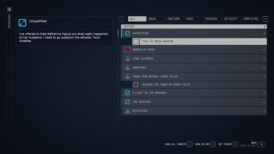 Starfield: Unjustified Mission Walkthrough