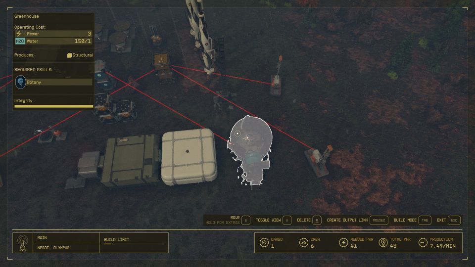 Starfield: No greenhouse in build menu